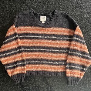 Billabong Black and Orange Striped Sweater